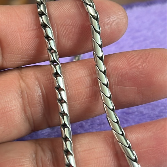 Men's Sterling Silver solid Chain Necklace. Unisex - Picture 2 of 7